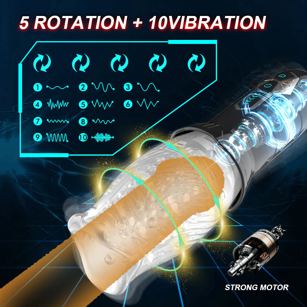 Powerful Male Penis Masturbator Cup Glans Stimulate Rotation Vibrating Lasting Delay Endurance Exercise 